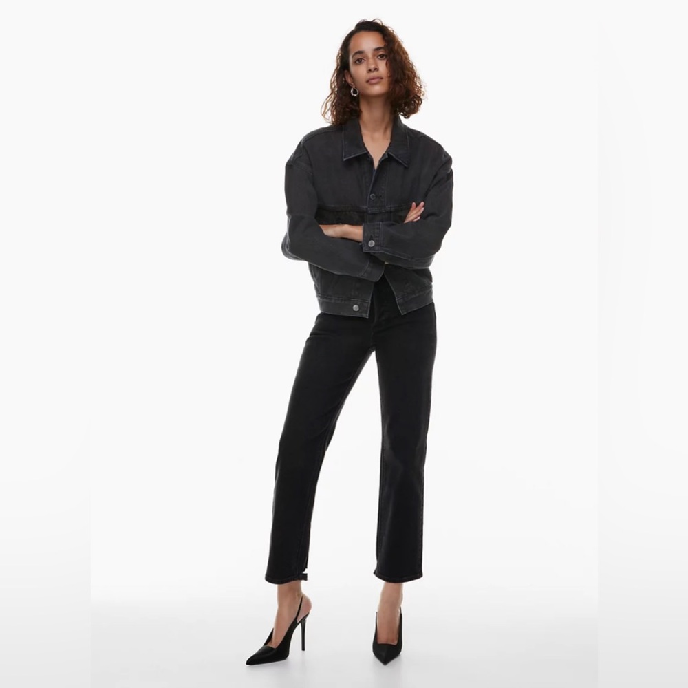 Aritzia Denim Forum The Arlo High Rise Straight 28L in Black Eyeliner